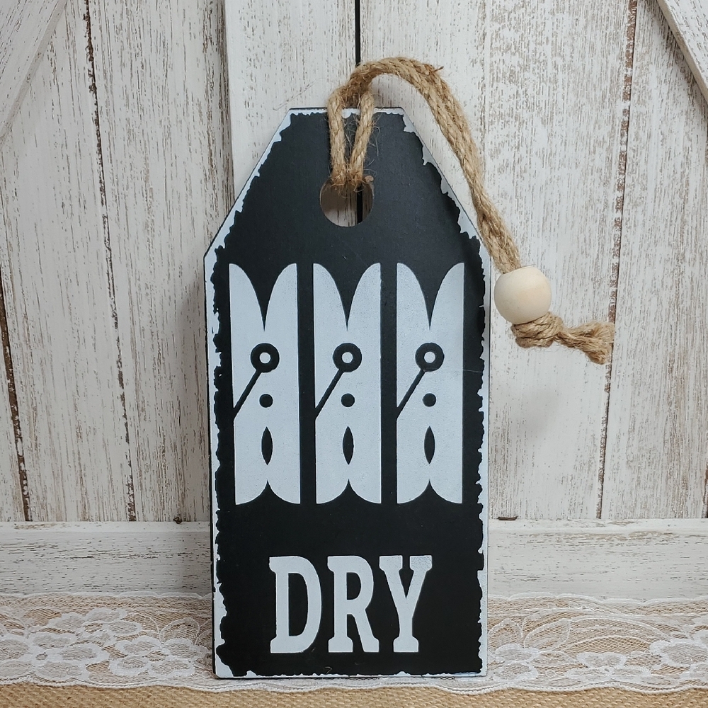 DRY Laundry Room Wooden Sign With Rope Decor